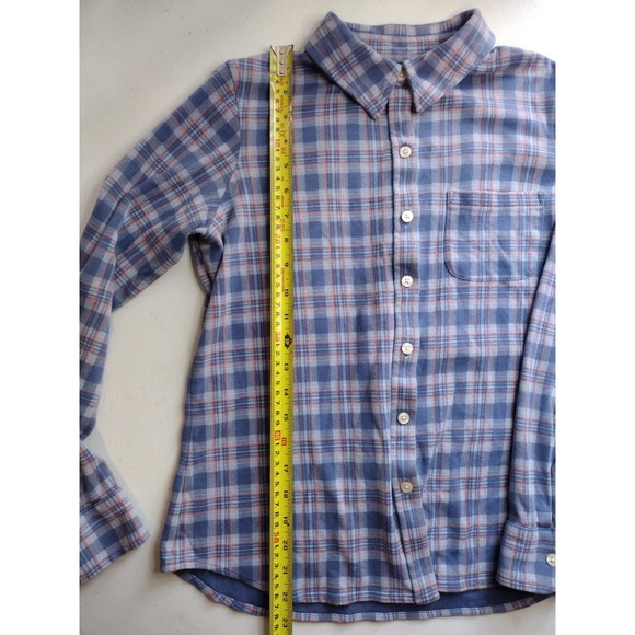LL Bean Plaid Flannel Button Up Shirt Blue Orange Cotton Women's‎ Size S - Picture 5 of 6